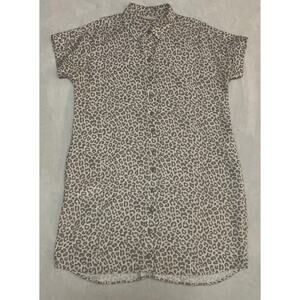 Soft Surroundings Womens Shirt Dress Size Medium Grey Animal Print Oversized
